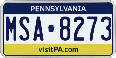 PA license plate MSA8273