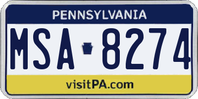 PA license plate MSA8274