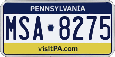 PA license plate MSA8275