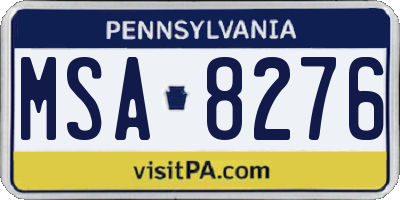 PA license plate MSA8276