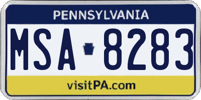 PA license plate MSA8283