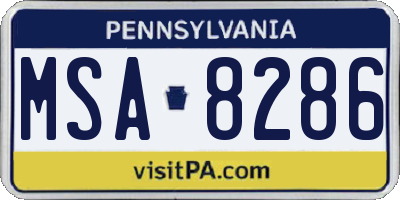 PA license plate MSA8286