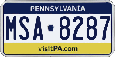 PA license plate MSA8287