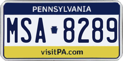 PA license plate MSA8289