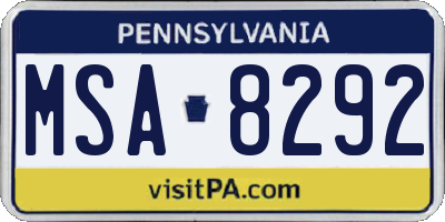 PA license plate MSA8292