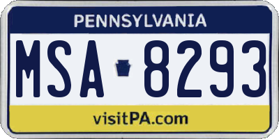 PA license plate MSA8293