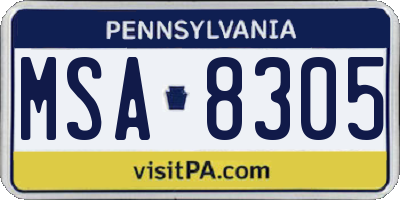 PA license plate MSA8305