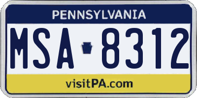 PA license plate MSA8312