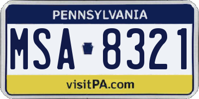 PA license plate MSA8321