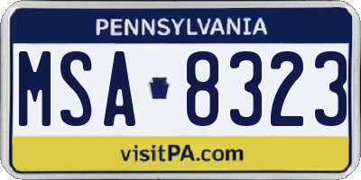 PA license plate MSA8323