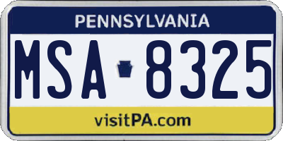 PA license plate MSA8325