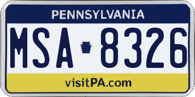PA license plate MSA8326