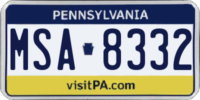 PA license plate MSA8332