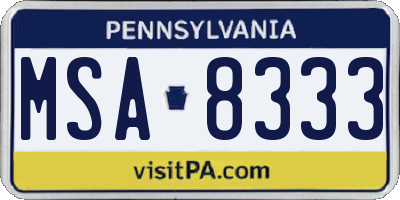 PA license plate MSA8333