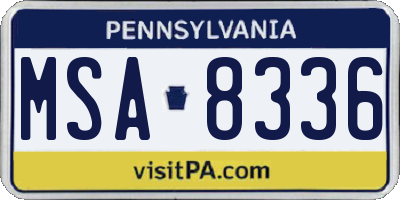 PA license plate MSA8336