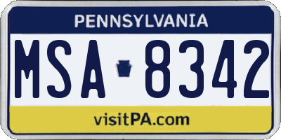 PA license plate MSA8342