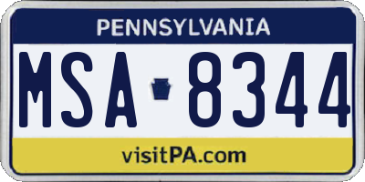 PA license plate MSA8344