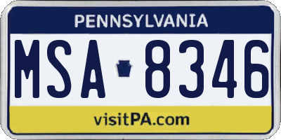 PA license plate MSA8346
