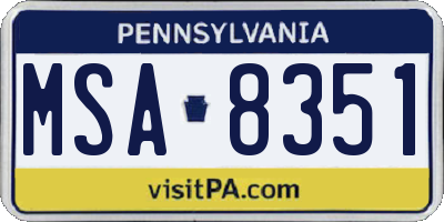 PA license plate MSA8351