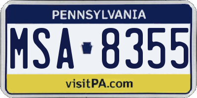 PA license plate MSA8355