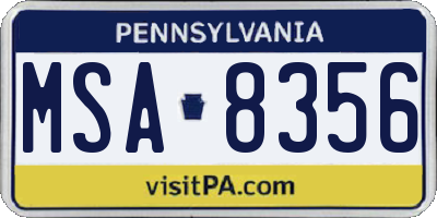 PA license plate MSA8356