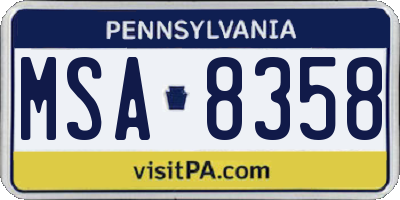 PA license plate MSA8358