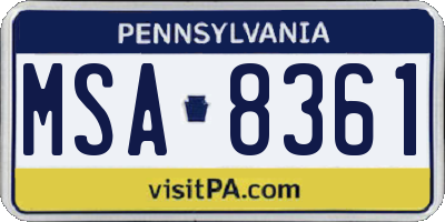PA license plate MSA8361