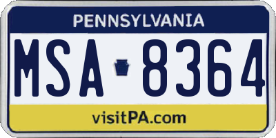 PA license plate MSA8364