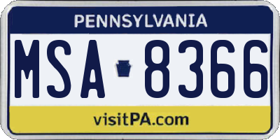 PA license plate MSA8366