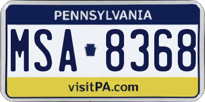 PA license plate MSA8368