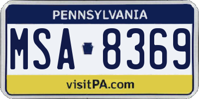 PA license plate MSA8369