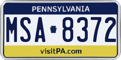 PA license plate MSA8372
