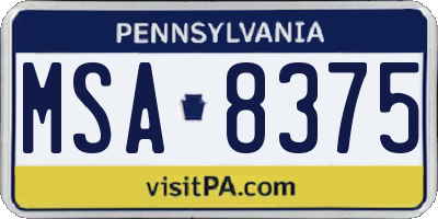 PA license plate MSA8375