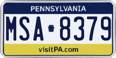 PA license plate MSA8379