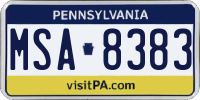 PA license plate MSA8383