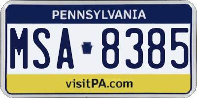 PA license plate MSA8385