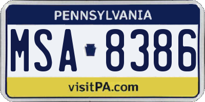 PA license plate MSA8386