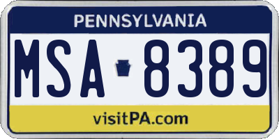 PA license plate MSA8389