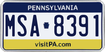 PA license plate MSA8391