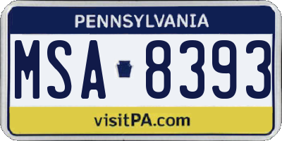 PA license plate MSA8393