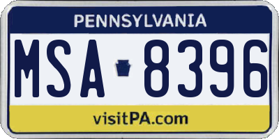 PA license plate MSA8396