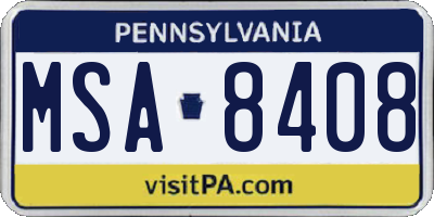 PA license plate MSA8408