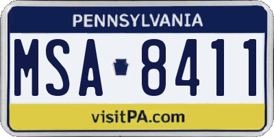 PA license plate MSA8411