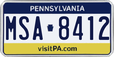 PA license plate MSA8412