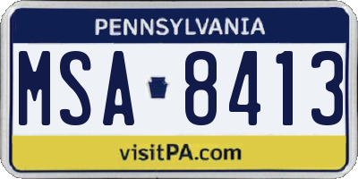 PA license plate MSA8413