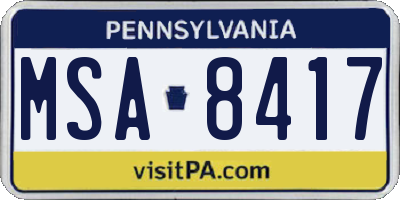 PA license plate MSA8417
