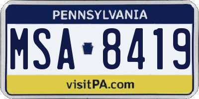 PA license plate MSA8419
