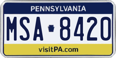 PA license plate MSA8420