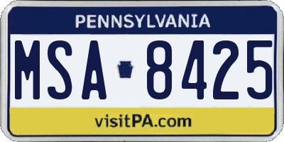 PA license plate MSA8425