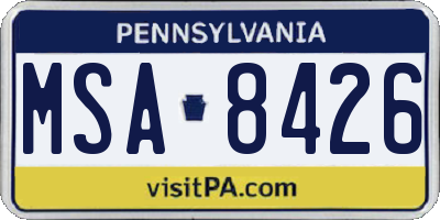 PA license plate MSA8426